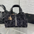 MINI 23 TOUJOURS BAG IN BLACK MIX WHITE CANNAGE TWEED WITH GOLD HARDWARE