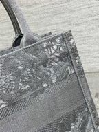 CD Small Dior Book Tote Scotland’s National Flower Pattern Grey Cotton