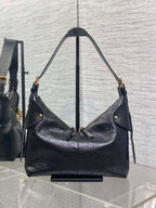 CD VOYAGE handbag 28 Black Crinkled Calfskin