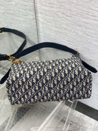 Dior 2025 Voyage Bag 34cm Navy Blue mix Beige Canvas Leather 270576