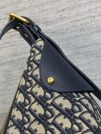 Dior 2025 Voyage Bag 34cm Navy Blue mix Beige Canvas Leather 270576
