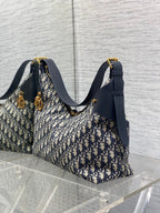 Dior 2025 Voyage Bag 34cm Navy Blue mix Beige Canvas Leather 270576