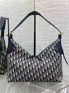 Dior 2025 Voyage Bag 34cm Navy Blue mix Beige Canvas Leather 270576