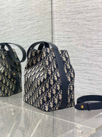 Dior 2025 Star Bucket Bag Navy Blue mix Beige Canvas Leather 270450