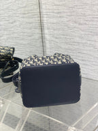 Dior 2025 Star Bucket Bag Navy Blue mix Beige Canvas Leather 270450