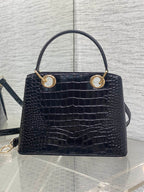 Dior 2025 Crocodile Pattern Bag 28cm Black Leather 272521