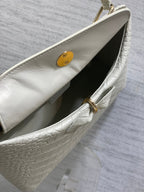 Dior 2025 Crocodile Pattern Bag 28cm White Leather 272525