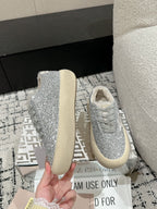 Golden Goose 2025 Space-Star Sabot Sneaker Silver Beige Glitter Wool 141174