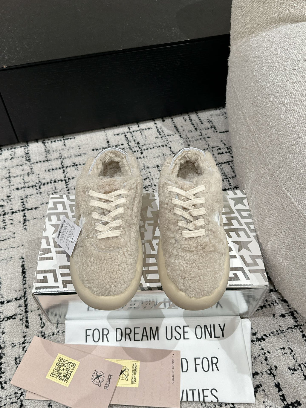 Golden Goose 2025 Space-Star Sabot Sneaker Beige White Wool 141175