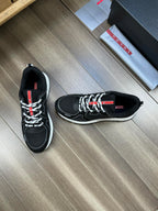 PRA SNEAKER BLACK NAPPA CALFSKIN AND FLYKNIT FABRIC