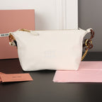 CHAIN SHOULDER BAG 18 IN WHITE FABRIC GOLD HARDWARE