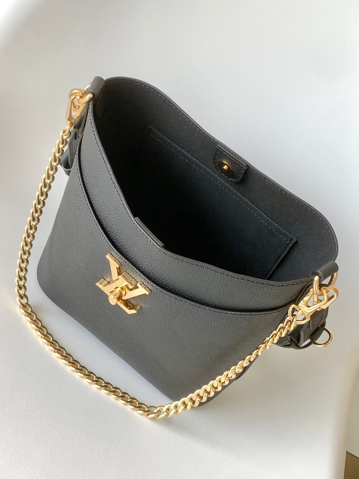 LV Lock and Walk Bag Black Gold Cowhide 241220