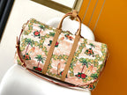 KEEPALL BANDOULIÈRE 50 IN SAND TROPICAL MOTIFS MONOGRAM SURFIN CANVAS