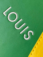 SHOPPER BAG 23 IN GREEN YELLOW CALFSKIN EMBROIDERED LOGO