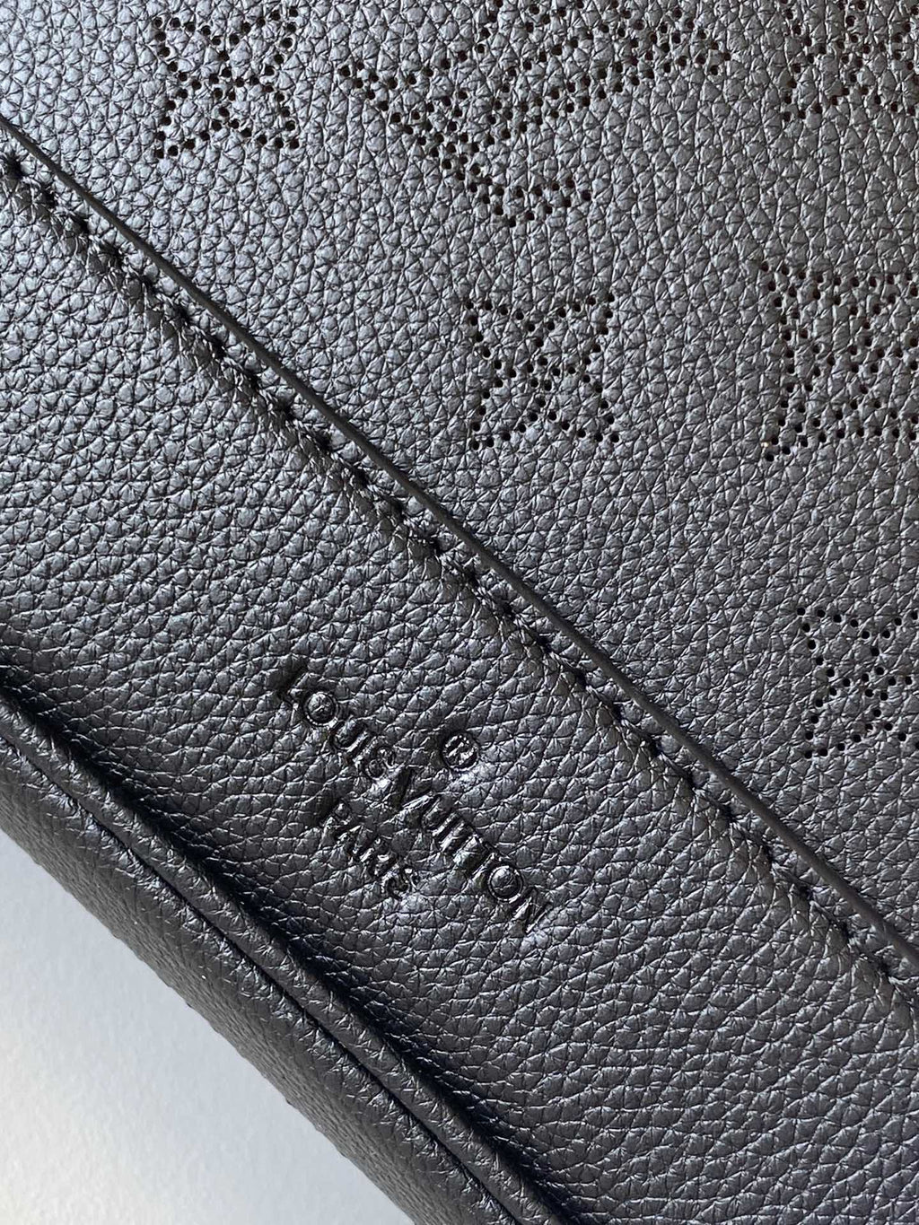 LV M12139 Flore Handbag 28cm Black Perforated Cowhide