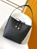 LV M12139 Flore Handbag 28cm Black Perforated Cowhide