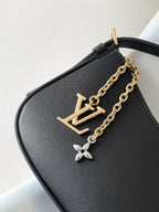 LV M25784 Pochette LV Bloom with Charm 23cm Black Calfskin GHW