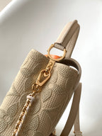 LV Capucine Mini Bag 21cm Vanilla Cotton Canvas Embroidered Pattern GHW