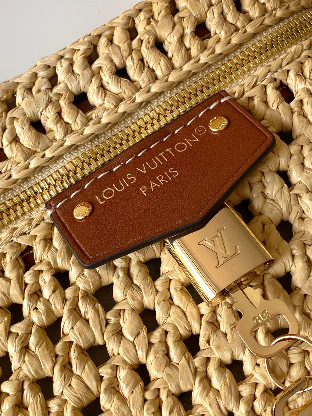 LV Vanity Chain Pouch 19cm Brown Raffia & Cowhide GHW