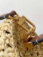 LV Vanity Chain Pouch 19cm Brown Raffia & Cowhide GHW