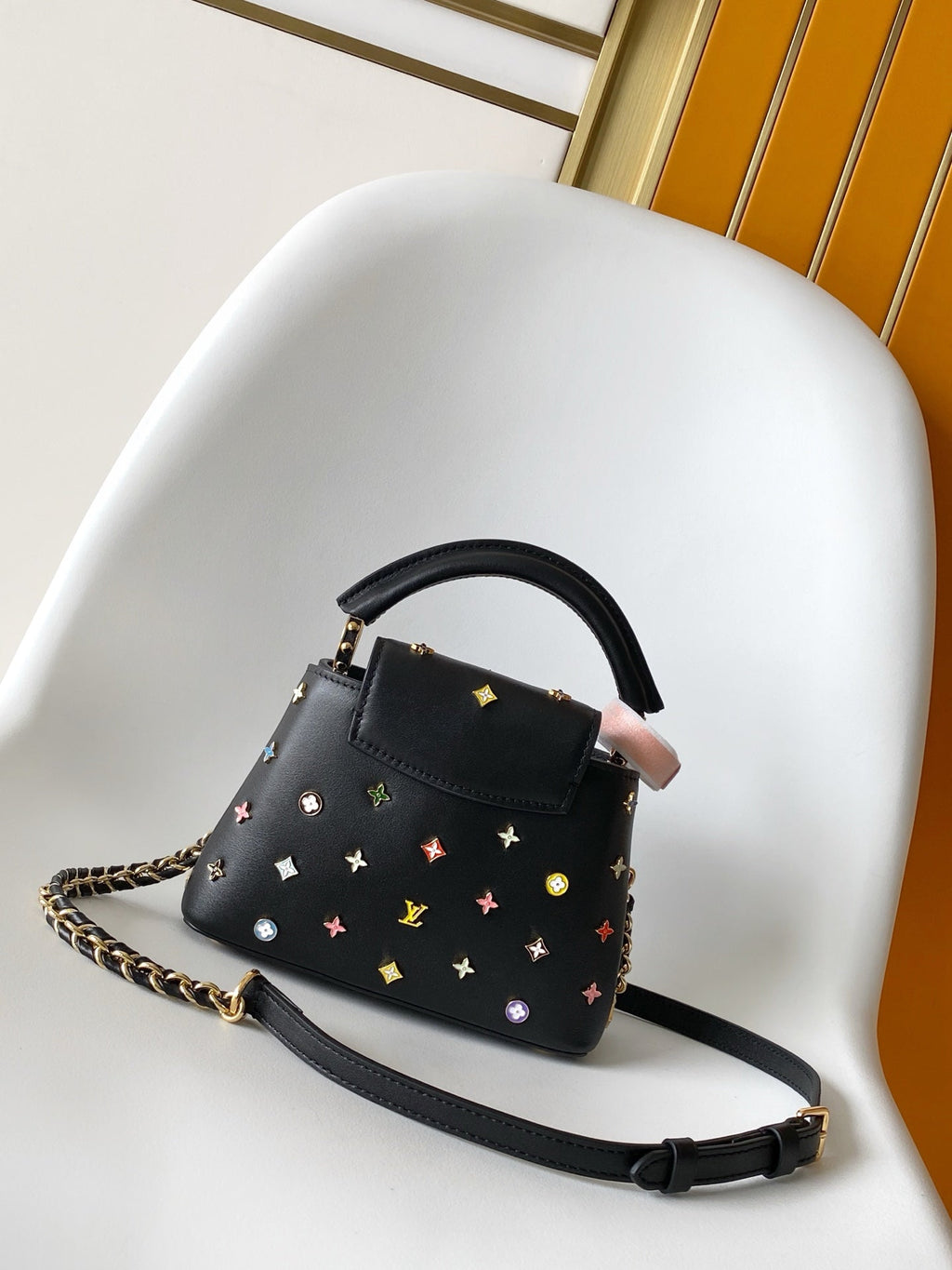 LV x TM Capucines Mini 21cm Black Taurillon Cowhide & Metallic Studs GHW