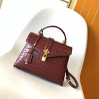 LV 25s Rose Des Vents Handbag 27cm Burgundy Crocodile GHW