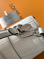 LV 25s Rose Des Vents Handbag 19cm White Crocodile Himalaya Metal HW