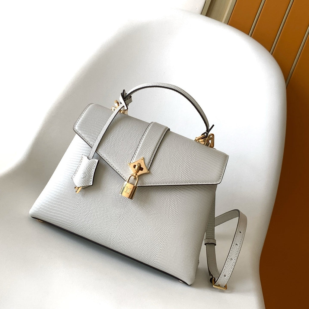 LV 25s Rose Des Vents Handbag 27cm White Lizard GHW
