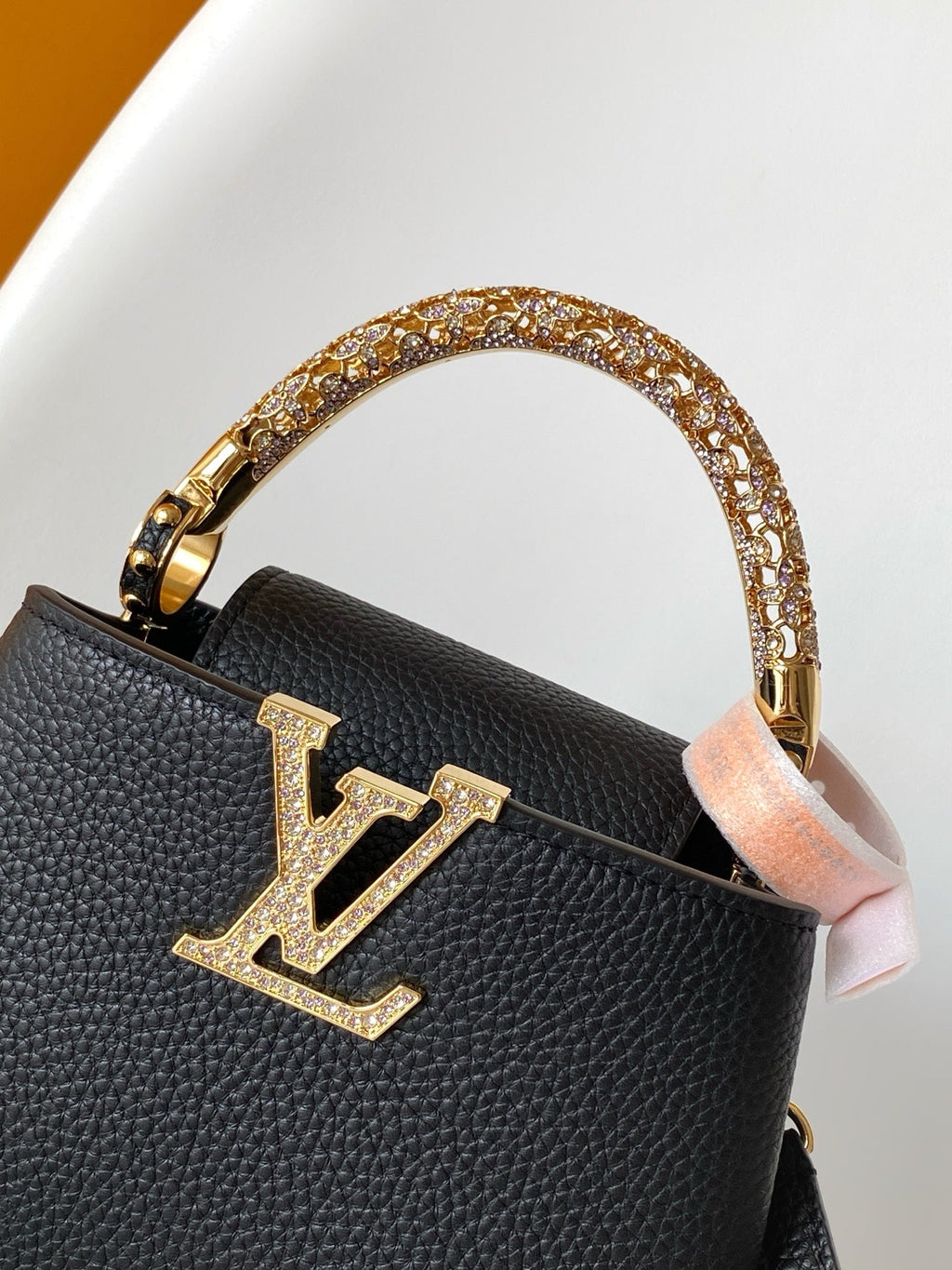 LV Capucines Mini Bedazzled Flower Handle Black Taurillon leather
