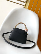 LV Capucines Mini Bedazzled Flower Handle Black Taurillon leather