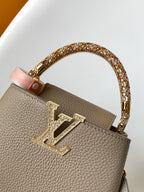 LV Capucines Mini Bedazzled Flower Handle Taupe Taurillon leather