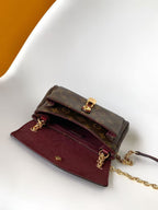 LV Large Saint Germain BB Wine Red Monogram Leather & Coated Canvas