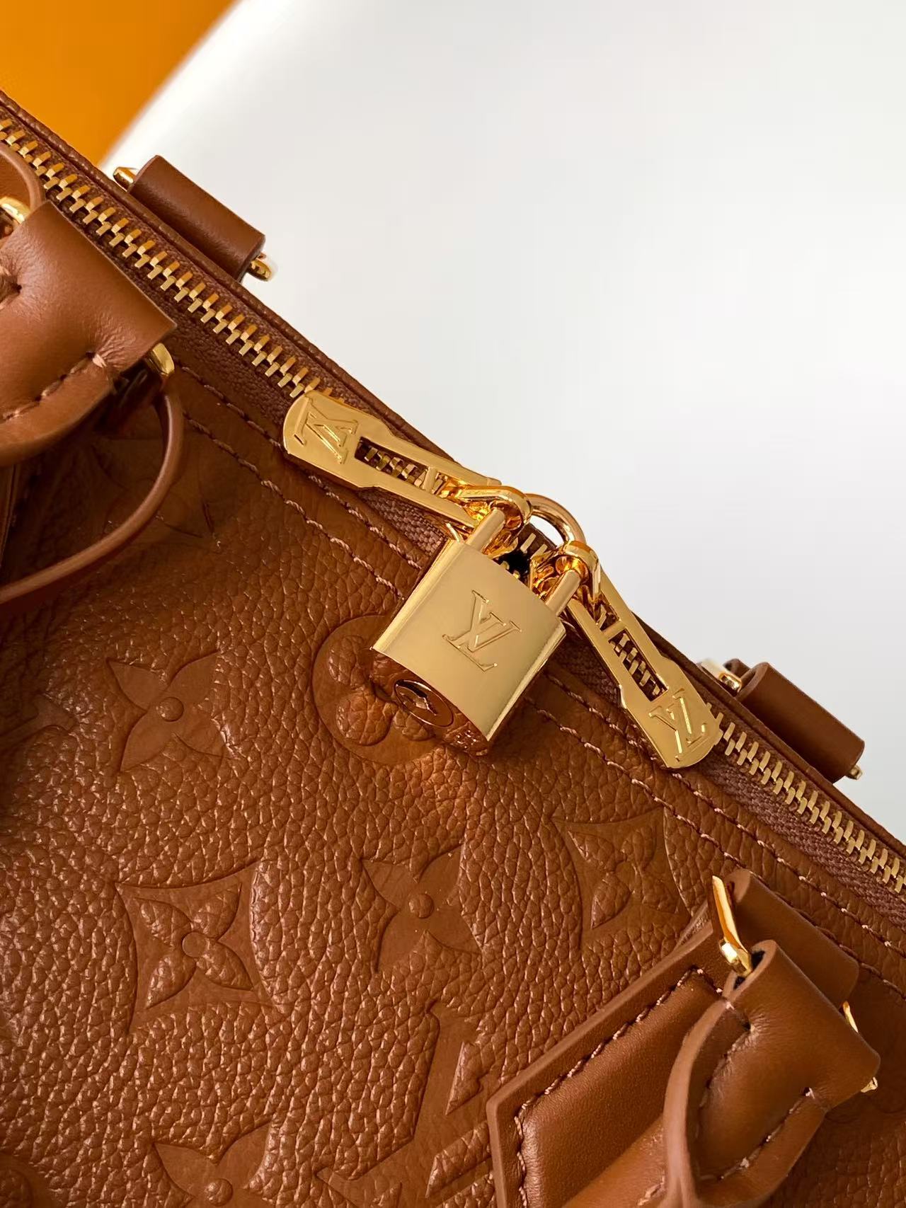 LV M28662 Speedy Soft 30 Bag Brown Monogram Empreinte Leather
