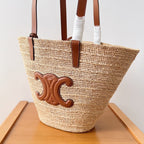 MEDIUM SUPPLE 30 CLASSIC PANIER BEIGE RAFFIA TAN CALFSKIN