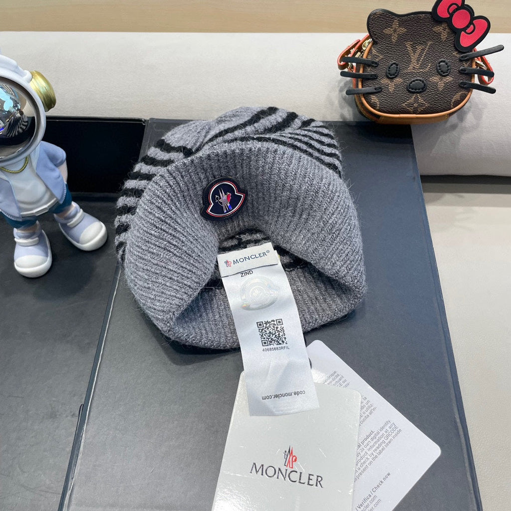 BEANIE HAT IN STELL GRAY MIX BLACK CASHMERE 436732