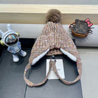 BEANIE HAT IN MEDIUM BROWN WOOL LINED WITH FLEECE 436775