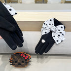 GLOVES IN BLACK MIX WHITE WOOL 454572