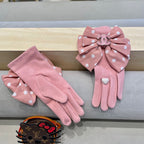 GLOVES IN ROSE PINK MIX WHITE WOOL 454574
