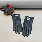 GLOVES IN BLACK LAMBSKIN WITH WHITE LOGO 462412