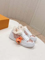 LV Stadium Sneaker White Pink Cowhide Cotton Wool 595428