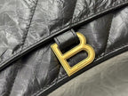 CRUSH MEDIUM CHAIN BAG 31 IN BLACK QUILTED CRUSHED CALFSKIN GOLD HARDWARE