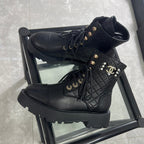 CC Combat Boots Black Quilted Lambskin 944572