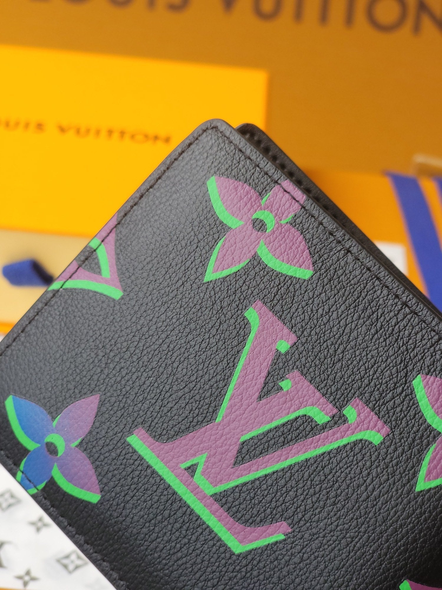 LV M82297 Multiple Wallet Black Borealis Monogram Cowhide