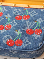 LV x TM M13994 Pochette Accessoires 22cm Blue Monogram Denim With Cherry Motif GHW