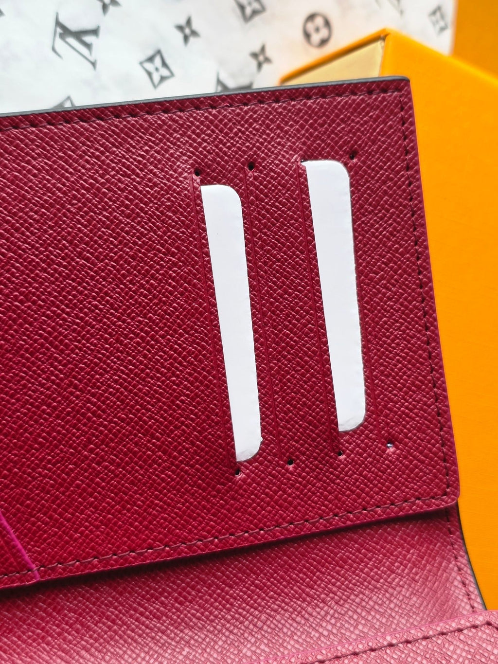 LV M26538 Passport Cover Red Black Cowhide