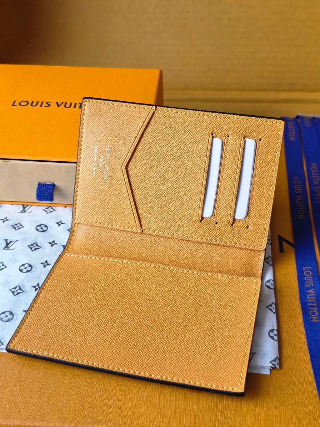 LV M25793 Passport Cover Dark Blue Teal Green Cowhide