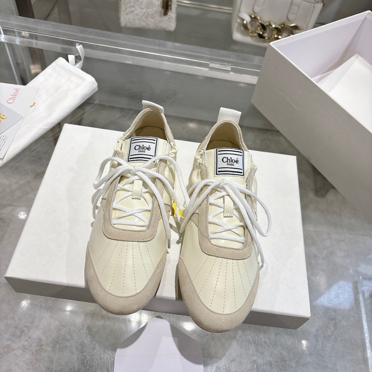 Chloe ballet flat casual shoes cream cowhide 518815