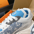 LV Run 55 Sneaker 50mm Light Blue Mix Dark Blue Monogram Jacquard Fabric