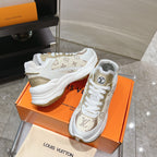 LV Run 55 Sneaker 50mm Beige Gold Monogram Jacquard Fabric