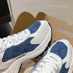 LV Run 55 Sneaker 50mm Blue Grey Monogram Jacquard Fabric